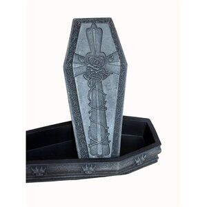 Summit Gargoyle Coffin Trinket Box With Gothic Rose & Cross Design